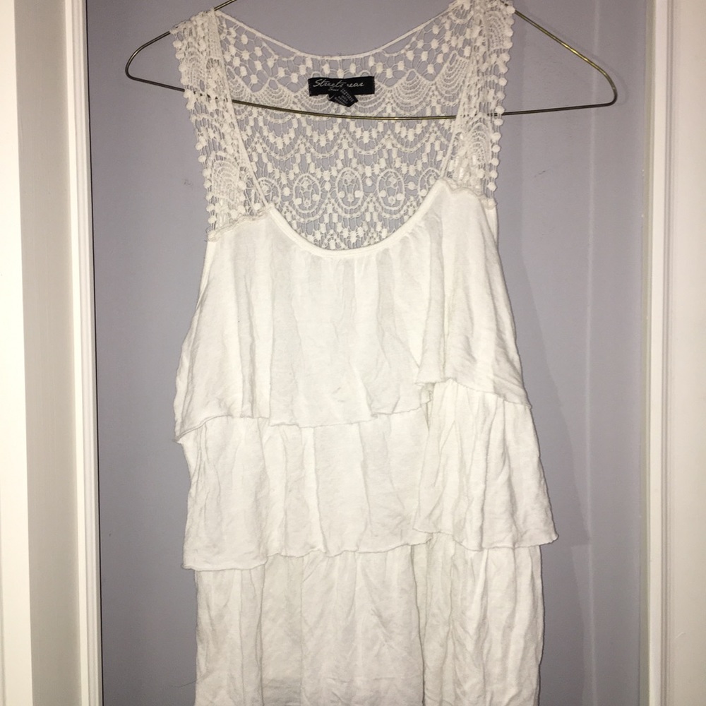 White ruffled tank top